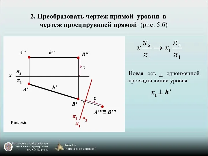 A' π2 π1 x π1 π3 x1 A'"≡ B'" B' 2. Преобразовать