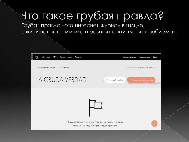 Что такое грубая правда? Грубая правда –это интернет-журнал в тильде, заключается в