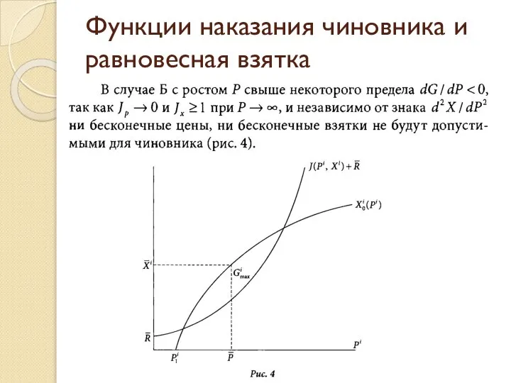 Функции наказания чиновника и равновесная взятка