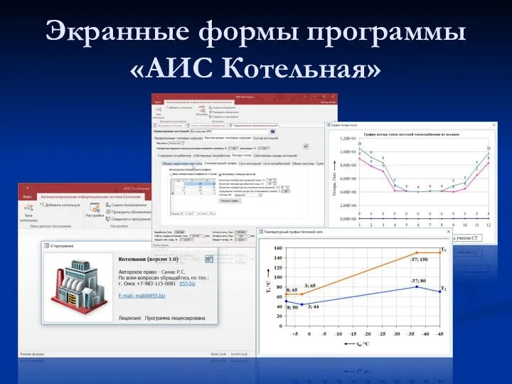 Экранные формы программы «АИС Котельная»