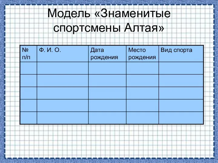 Модель «Знаменитые спортсмены Алтая»