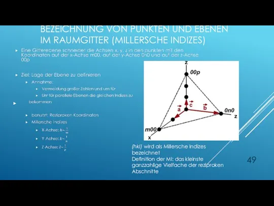 BEZEICHNUNG VON PUNKTEN UND EBENEN IM RAUMGITTER (MILLERSCHE INDIZES) (hkl) wird als