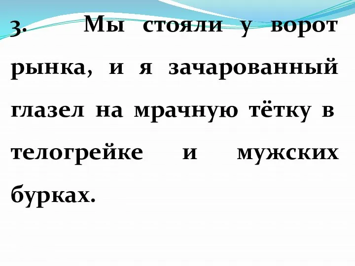 3. Мы стояли у ворот рынка, и я зачарованный глазел на мрачную