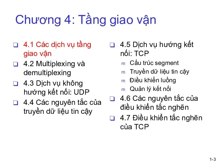 1- Chương 4: Tầng giao vận 4.1 Các dịch vụ tầng giao