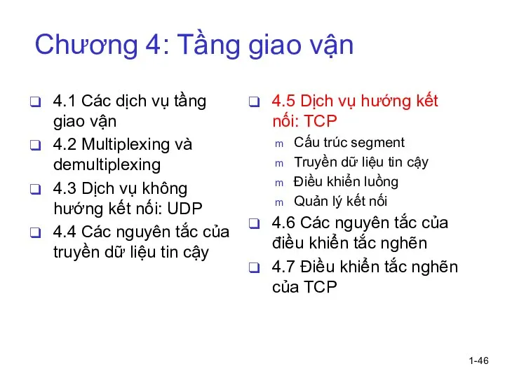 1- Chương 4: Tầng giao vận 4.1 Các dịch vụ tầng giao