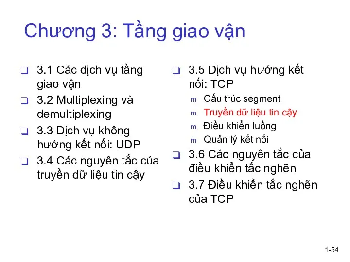 1- Chương 3: Tầng giao vận 3.1 Các dịch vụ tầng giao