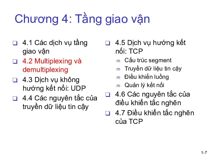 1- Chương 4: Tầng giao vận 4.1 Các dịch vụ tầng giao