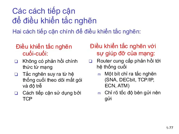 1- Các cách tiếp cận để điều khiển tắc nghẽn Điều khiển