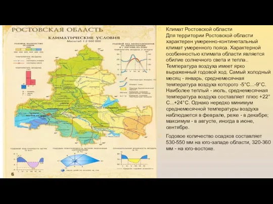 Климат Ростовской области Для территории Ростовской области характерен умеренно-континетальный климат умеренного пояса.