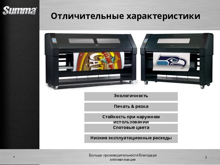 Отличительные характеристики * Больше производительности благодаря автоматизации