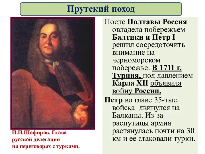 После Полтавы Россия овладела побережьем Балтики и Петр I решил сосредоточить внимание