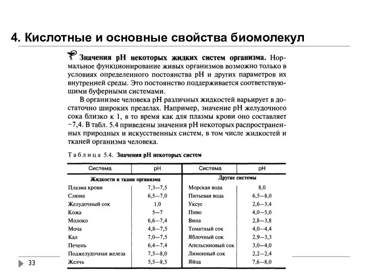 4. Кислотные и основные свойства биомолекул