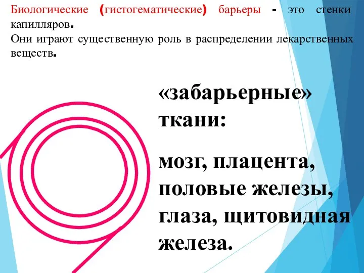 Биологические (гистогематические) барьеры - это стенки капилляров. Они играют существенную роль в