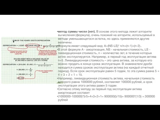 метод суммы чисел (лет). В основе этого метода лежит алгоритм вычисления (формула),