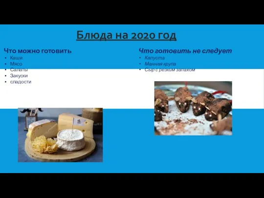Блюда на 2020 год Что можно готовить Каши Мясо Салаты Закуски сладости