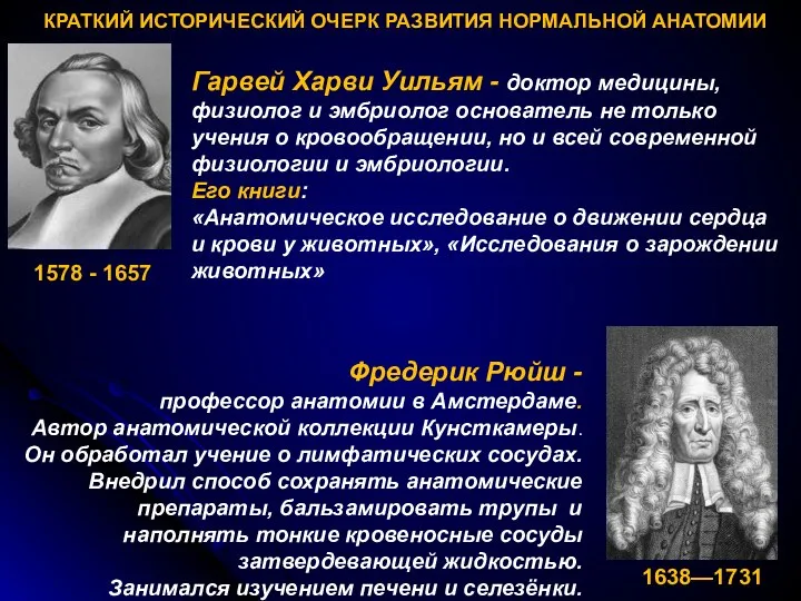 1638—1731 Фредерик Рюйш - профессор анатомии в Амстердаме. Автор анатомической коллекции Кунсткамеры.