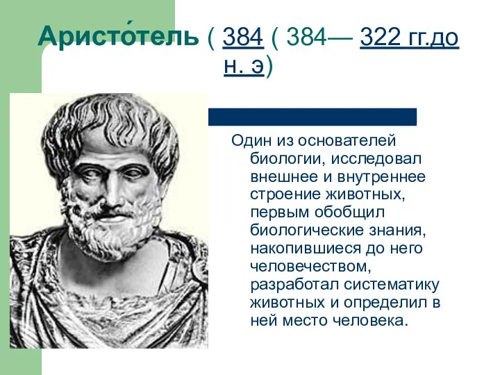 Аристо́тель ( 384 ( 384— 322 гг.до н. э) Один из основателей