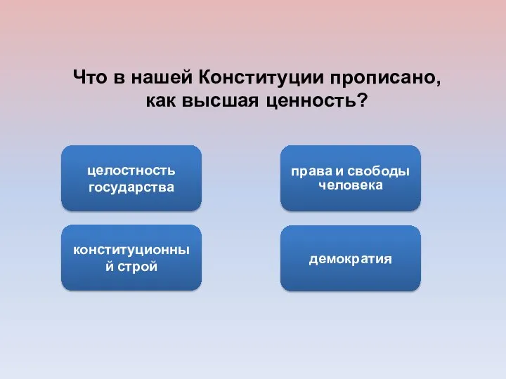 целостность государства конституционный строй демократия права и свободы человека Что в нашей