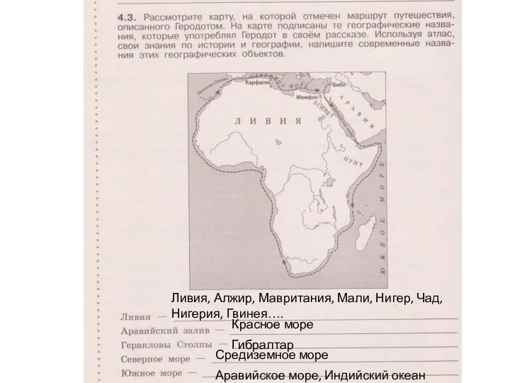 Ливия, Алжир, Мавритания, Мали, Нигер, Чад, Нигерия, Гвинея…. Красное море Гибралтар Средиземное