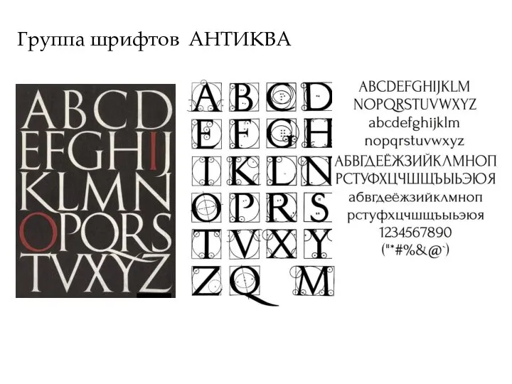 Группа шрифтов АНТИКВА