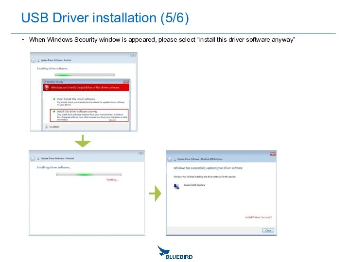 USB Driver installation (5/6) When Windows Security window is appeared, please select