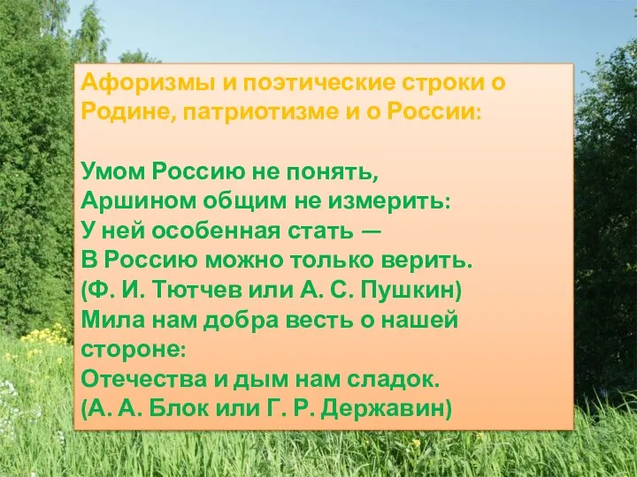 Афоризмы и поэтические строки о Родине, патриотизме и о России: Умом Россию