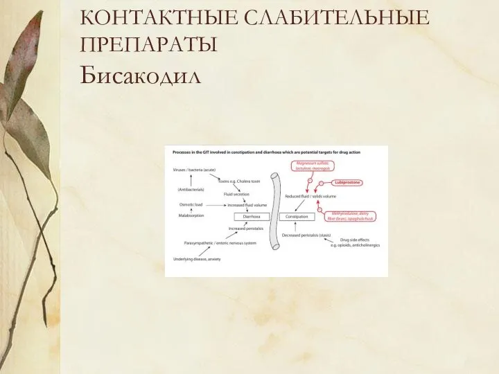 КОНТАКТНЫЕ СЛАБИТЕЛЬНЫЕ ПРЕПАРАТЫ Бисакодил