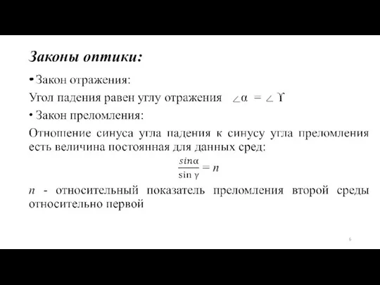 Законы оптики: