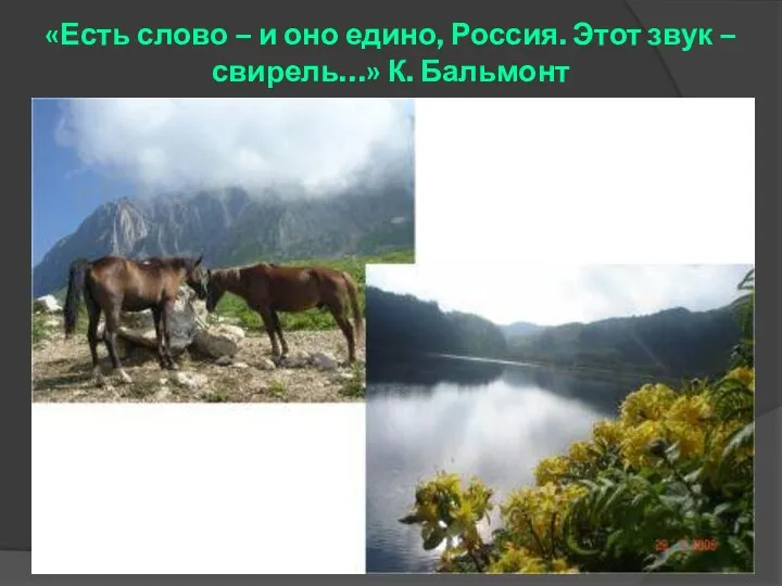 «Есть слово – и оно едино, Россия. Этот звук – свирель…» К. Бальмонт