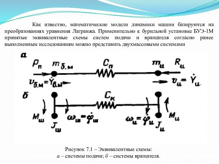 Как известно, математические модели динамики машин базируются на преобразованиях уравнения Лагранжа. Применительно