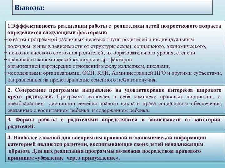 Выводы: 4. Наиболее сложной для восприятия правовой и экономической информации категорией являются