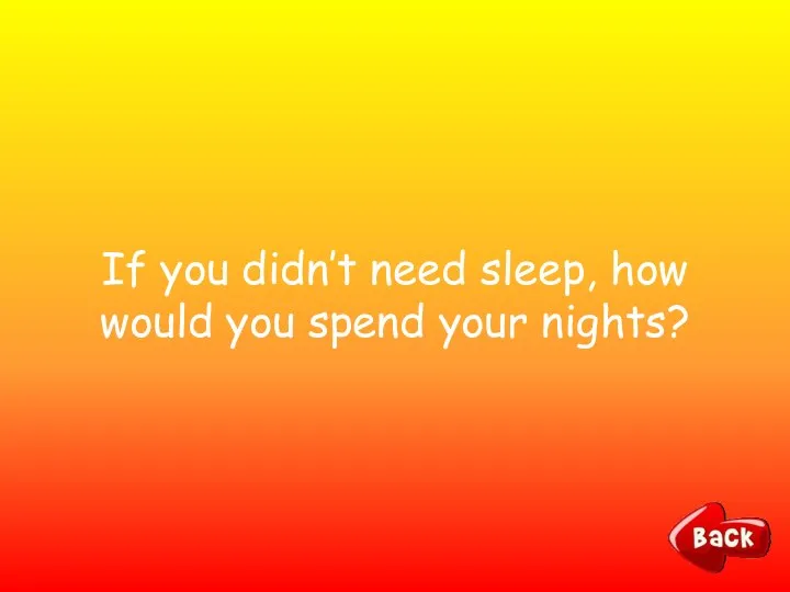 If you didn’t need sleep, how would you spend your nights?
