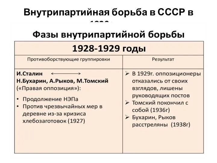 Внутрипартийная борьба в СССР в 1920е гг.