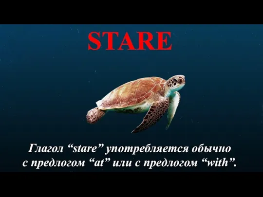 STARE Глагол “stare” употребляется обычно с предлогом “at” или с предлогом “with”.