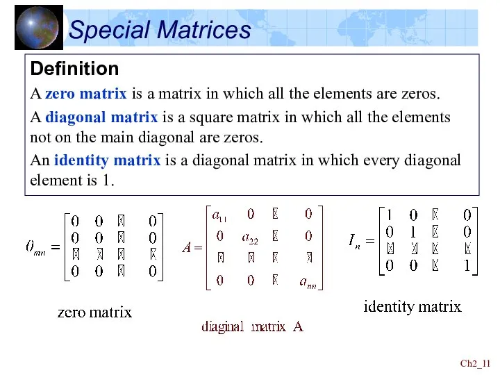 Ch2_ Definition A zero matrix is a matrix in which all the
