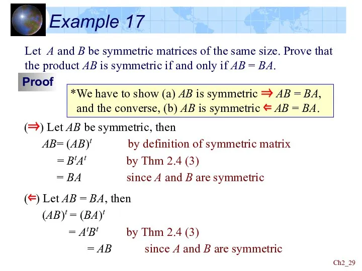 Ch2_ Example 17 *We have to show (a) AB is symmetric ⇒