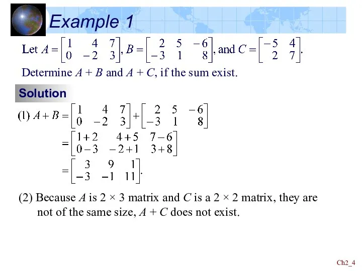 Ch2_ Example 1 Solution (2) Because A is 2 × 3 matrix