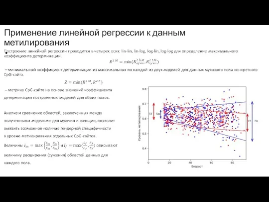 Применение линейной регрессии к данным метилирования