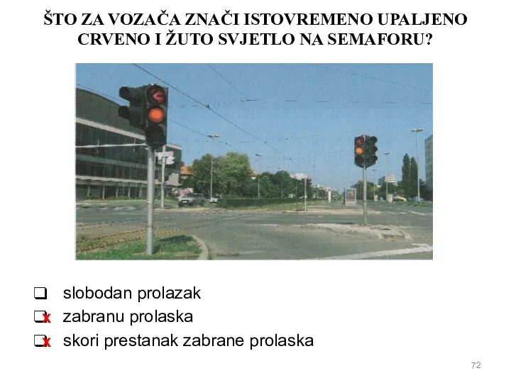 ŠTO ZA VOZAČA ZNAČI ISTOVREMENO UPALJENO CRVENO I ŽUTO SVJETLO NA SEMAFORU?