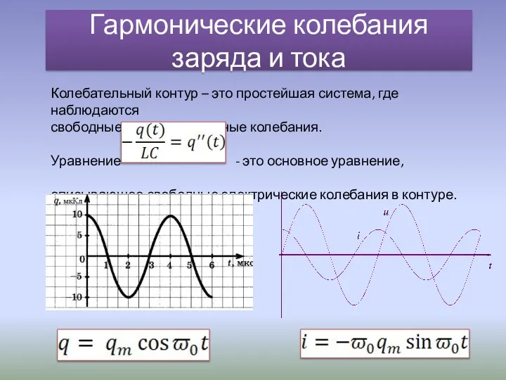 Колебательный контур – это простейшая система, где наблюдаются свободные электромагнитные колебания. Уравнение