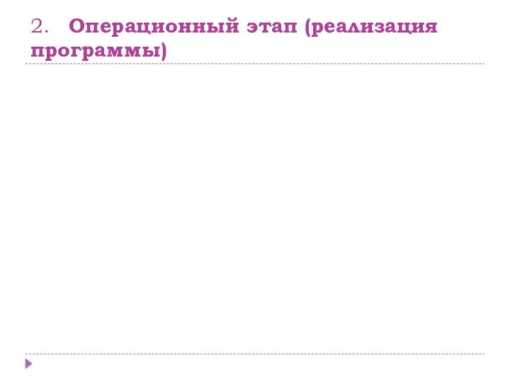 2. Операционный этап (реализация программы)