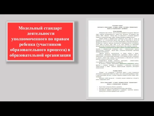 Модельный стандарт деятельности уполномоченного по правам ребенка (участников образовательного процесса) в образовательной организации