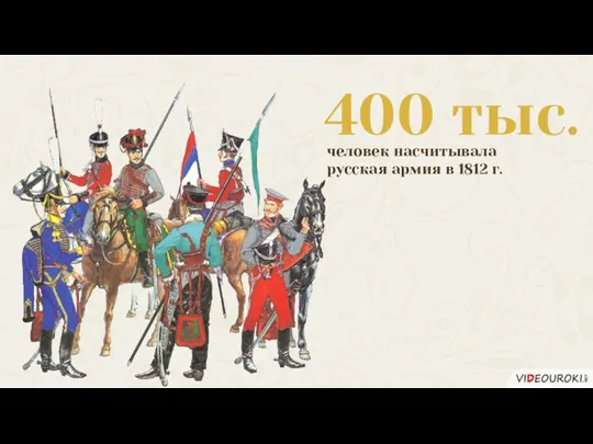 400 тыс. человек насчитывала русская армия в 1812 г.