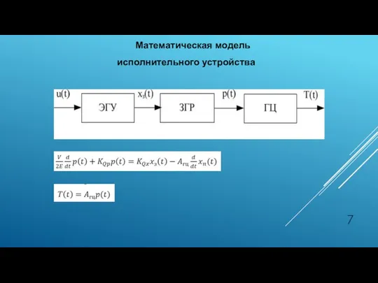 Математическая модель исполнительного устройства