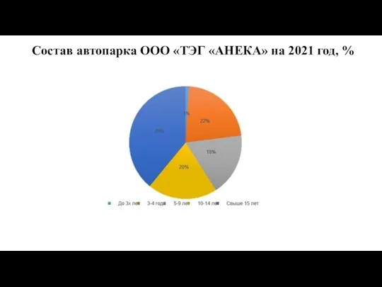 Состав автопарка ООО «ТЭГ «АНЕКА» на 2021 год, %