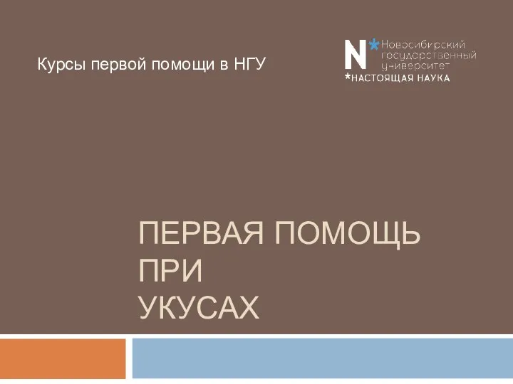 ПЕРВАЯ ПОМОЩЬ ПРИ УКУСАХ Курсы первой помощи в НГУ