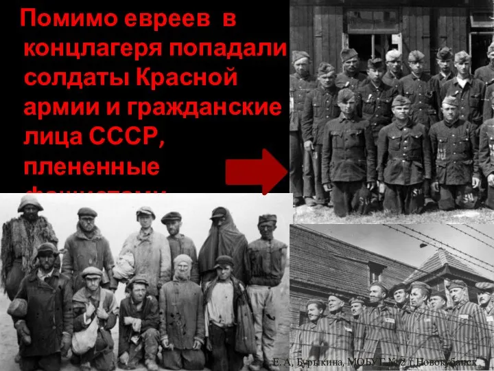 Помимо евреев в концлагеря попадали солдаты Красной армии и гражданские лица СССР,