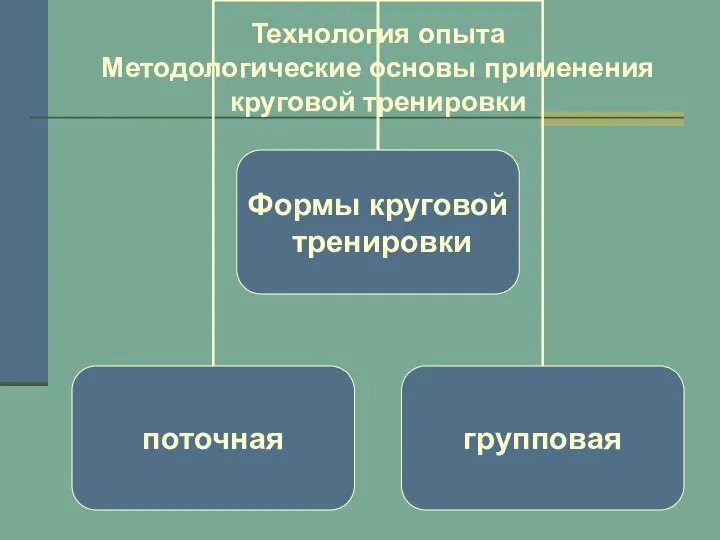 Технология опыта Методологические основы применения круговой тренировки