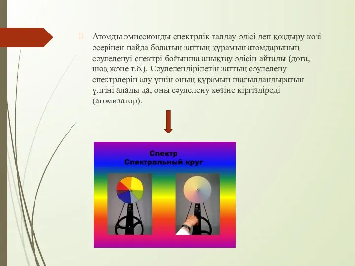 Атомды эмиссионды спектрлік талдау әдісі деп қоздыру көзі әсерінен пайда болатын заттың