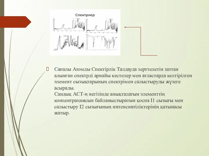 Сапалы Атомды Спектірлік Талдауда зерттелетін заттан алынған спектрді арнайы кестелер мен атластарда